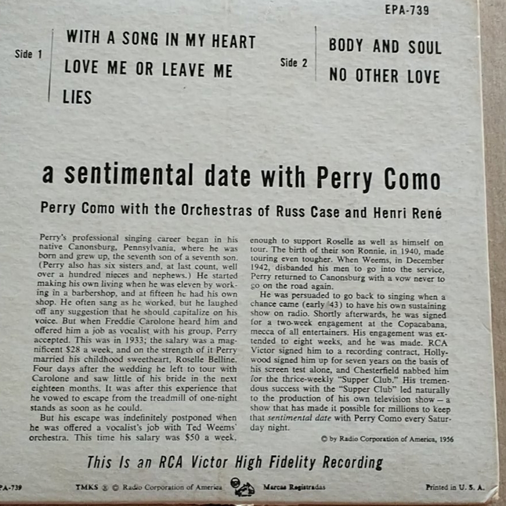 Vintage RCA Perry Como 45 RPM - Picture 2 of 6